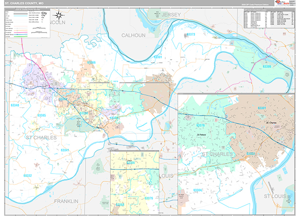 St. Charles County, MO Wall Map